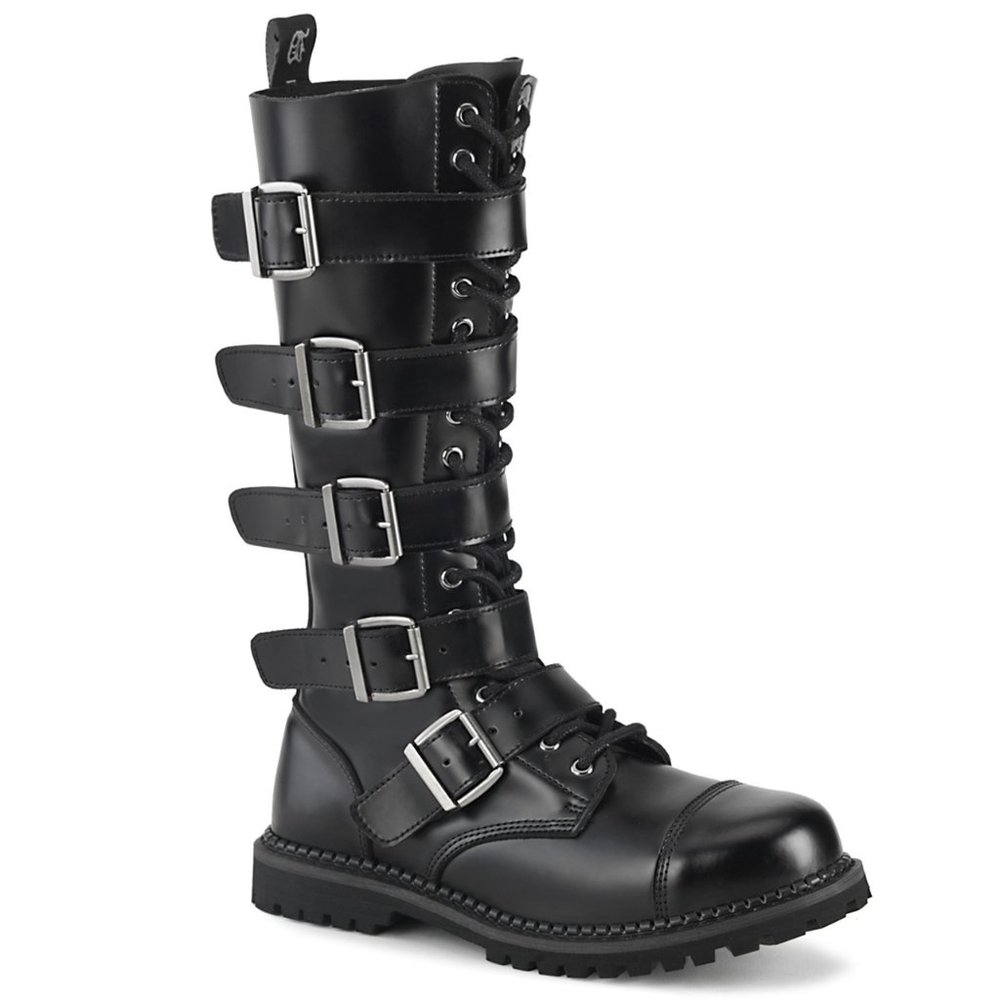 Demonia Riot 20 Eyelet 5 Buckle Steel-Toe Boots